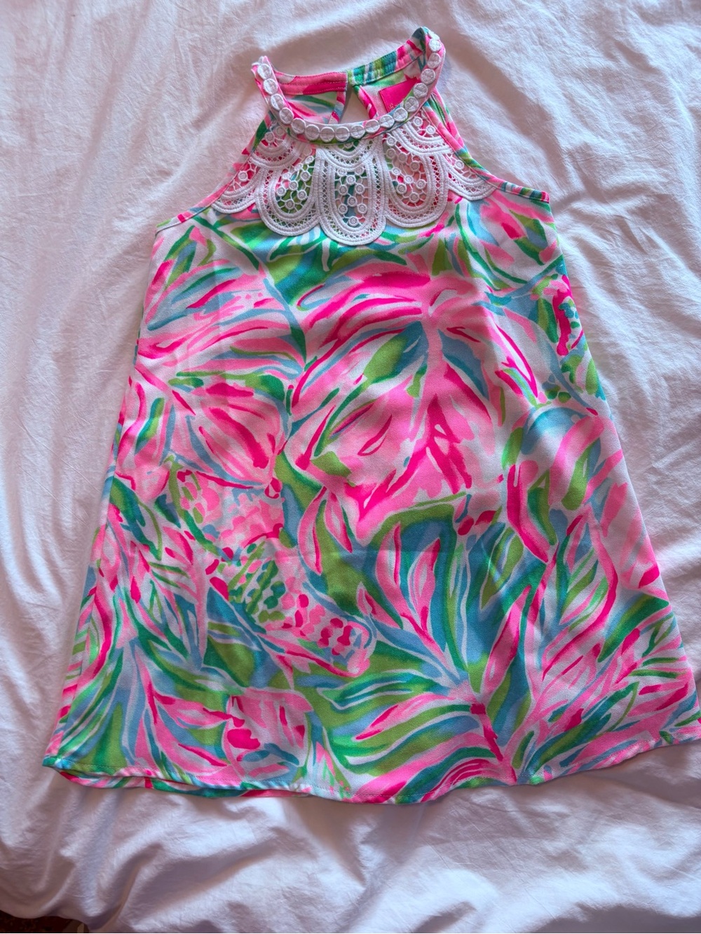Lilly Pulitzer Girl's Mini Pearl Shift Dress in Croc My World in Size 7